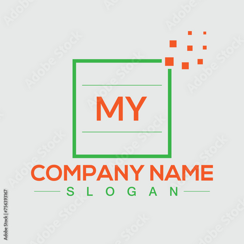 MY Logo Letter Design For Business Template Vector