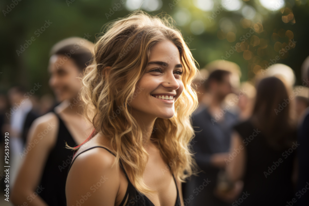 Smiling Young Woman at Outdoor Event