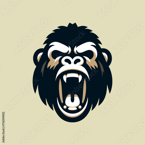Roaring Gorilla Head Vector Logo Design