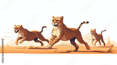 A group of swift cheetahs sprinting across the Africa