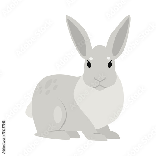 Arctic wild hare. Arctic and antarctic animals, snow rabbit cartoon vector illustration