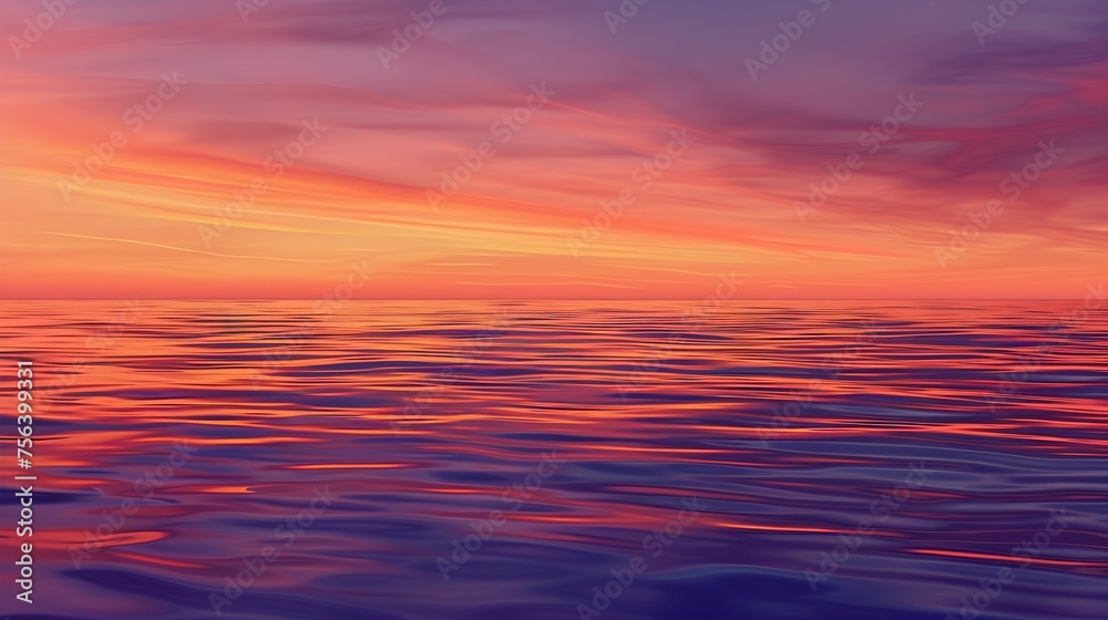 AI Generated Sunset Sea Digital Art, To provide a captivating and calming digital art piece featuring a sunset sea scene, suitable for use as a