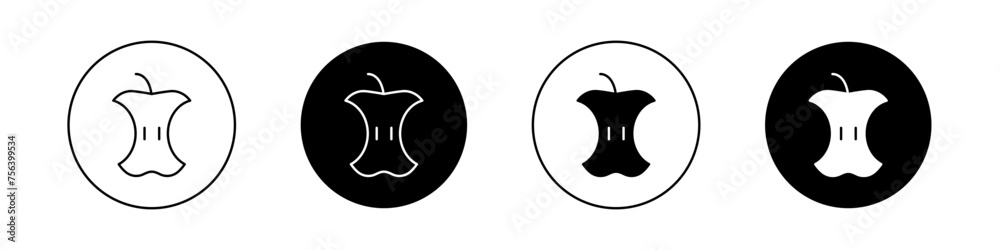 Organic Waste Icon Set. Food recycle compost vector symbol in a black filled and outlined style. Cycle Renew Sign. - obrazy, fototapety, plakaty 