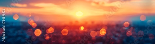 Blurred Sunset Sky with Bokeh Lights and Nature Landscape, To evoke feelings of joy, inspiration, and hope for new beginnings photo