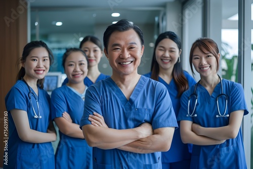 Confident Thai Doctors Team in Modern Dental Office - Panorama