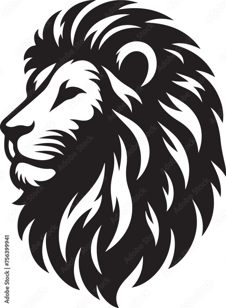 Lion Face line art Vector Illustration Black