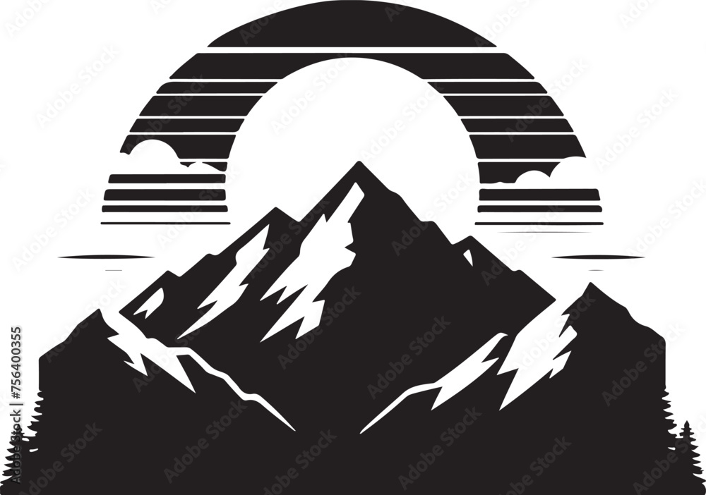 Mountains line art Vector Illustration Black Mountains line art Vector Illustration Black