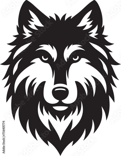 Wolf face line art Vector Illustration Black silhouette