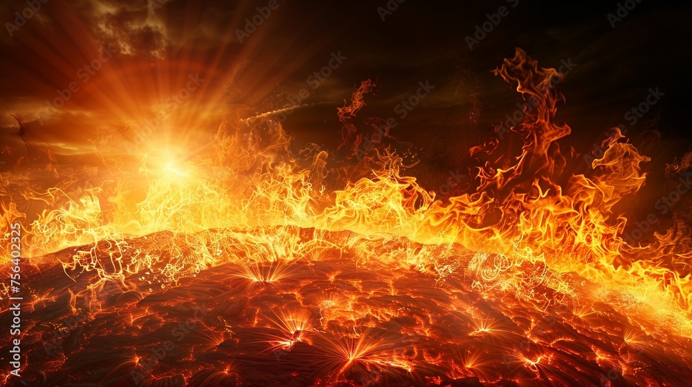 A view of the blazing sun and the cosmic flame