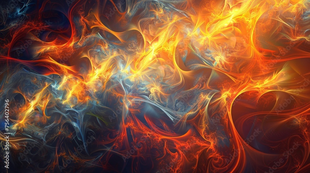 An artistic depiction featuring elegant, stylized fire flames, capturing beauty and symbolizing both warmth and transformation.