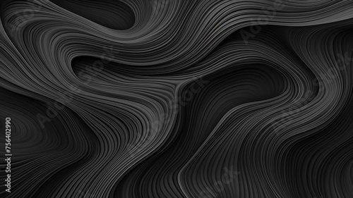 black monochrome pattern curves lines abstract background movement floral