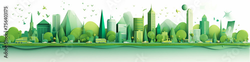 panorama 3d green city cityline. photo