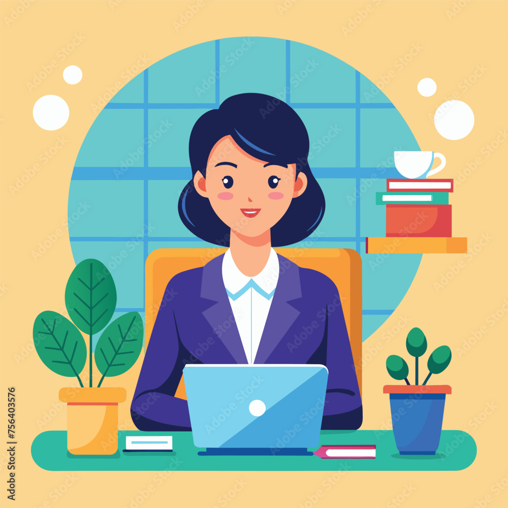 work, girl, laptop, table, flowers, shelf, clock, time, tasks, manager, business woman, business work, girl, laptop, table, flowers, shelf, clock, time, tasks, manager, business woman, business