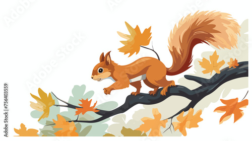 A nimble squirrel navigating the treetops leaping 