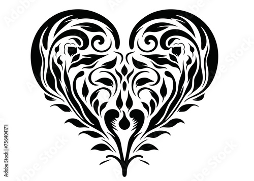 Art Nouveau Heart Graphic Accents, vector illustration, vintage elements