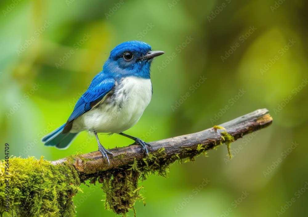 Serene Blue Flycatcher Perched in Lush Greenery - A Moment of Calm Generative AI Serene Blue Flycatcher Perched in Lush Greenery - A Moment of Calm Generative AI