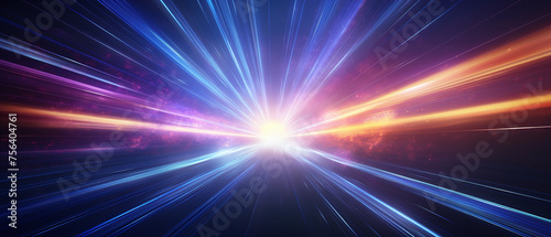 Light-speed hyperspace space warp background, colorful abstract. photo