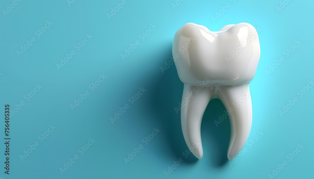 Tooth. Dental Inspection Banner, Plackard. Tooth Icon Closeup on Blue Background. Medical, Dentist Design Template. Dental Health Concept Tooth. Dental Inspection Banner, Plackard. Tooth Icon Closeup on Blue Background. Medical, Dentist Design Template. Dental Health Concept