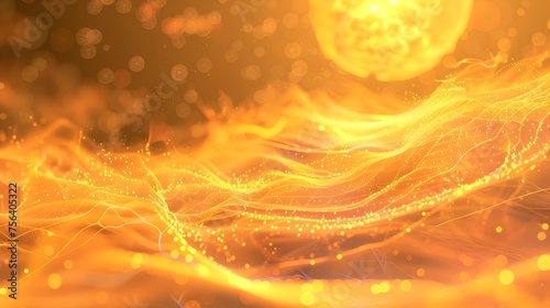 Dynamic orange energy waves flowing, ideal for concepts of motion, energy, and natural phenomena.