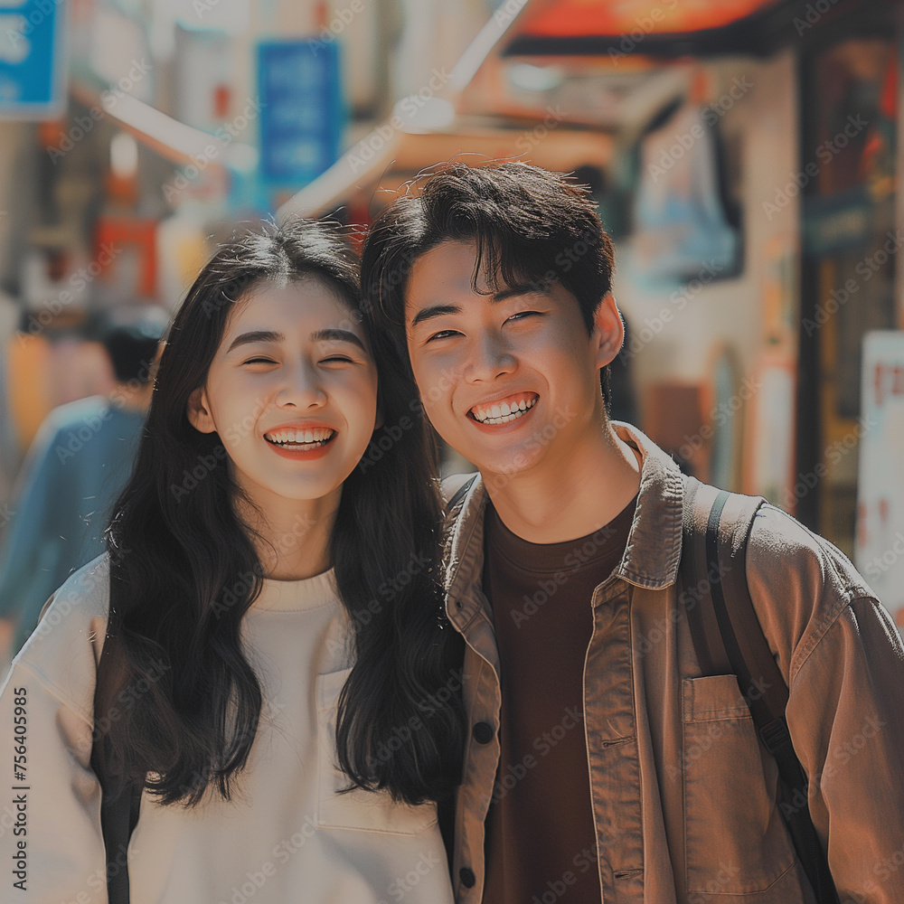Korean couple smiling