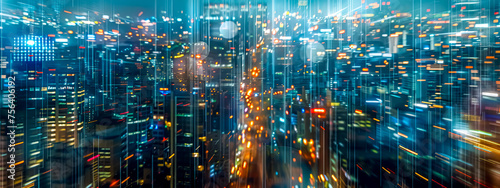 Futuristic cityscape with zoom effect