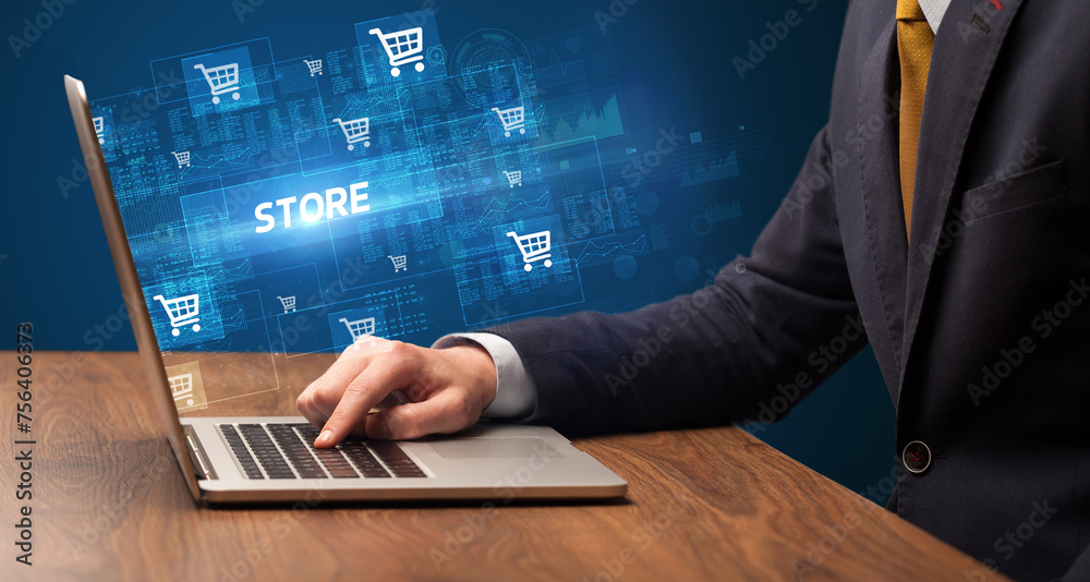 Businessman working on laptop concept concept Businessman working on laptop concept concept