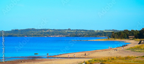 Haväng, Österlen, Sweden - June 25, 2023: A sandy beach in Stenshuvud National Park. 