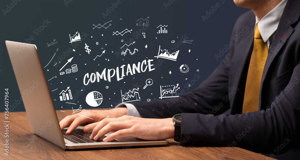 Businessman working on laptop, business concept Businessman working on laptop, business concept