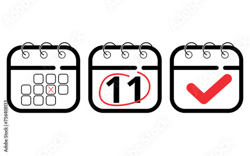 Calendar flat icons in different formats for websites, blogs and graphic resources. Vector illustration of calendar marking specific day 11.