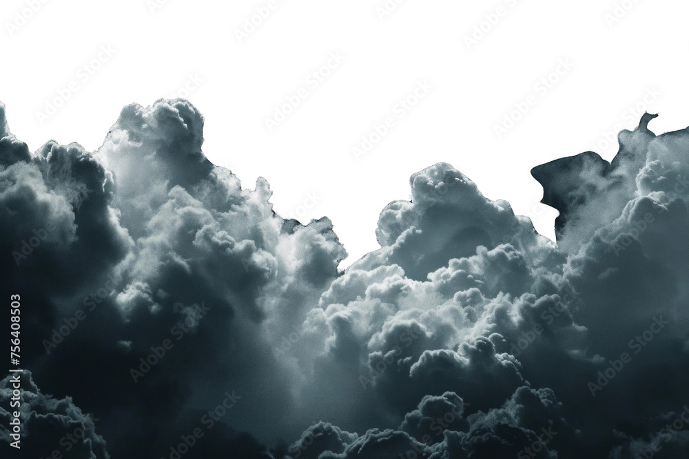 Transparent background with a silhouetted cumulus cloud. Weather element in minimalist style. - obrazy, fototapety, plakaty 