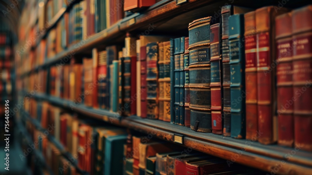 A library with many books on the shelves A library with many books on the shelves