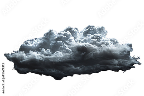 Detailed illustration of a dark nimbus cloud isolated on a transparent background. Intense and dramatic atmospheric design. photo