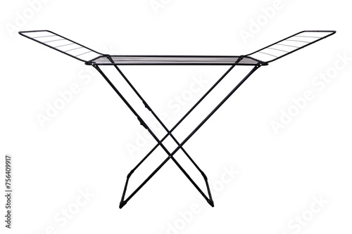A black drying rack with a white background. The rack is made of metal and has a cross shape