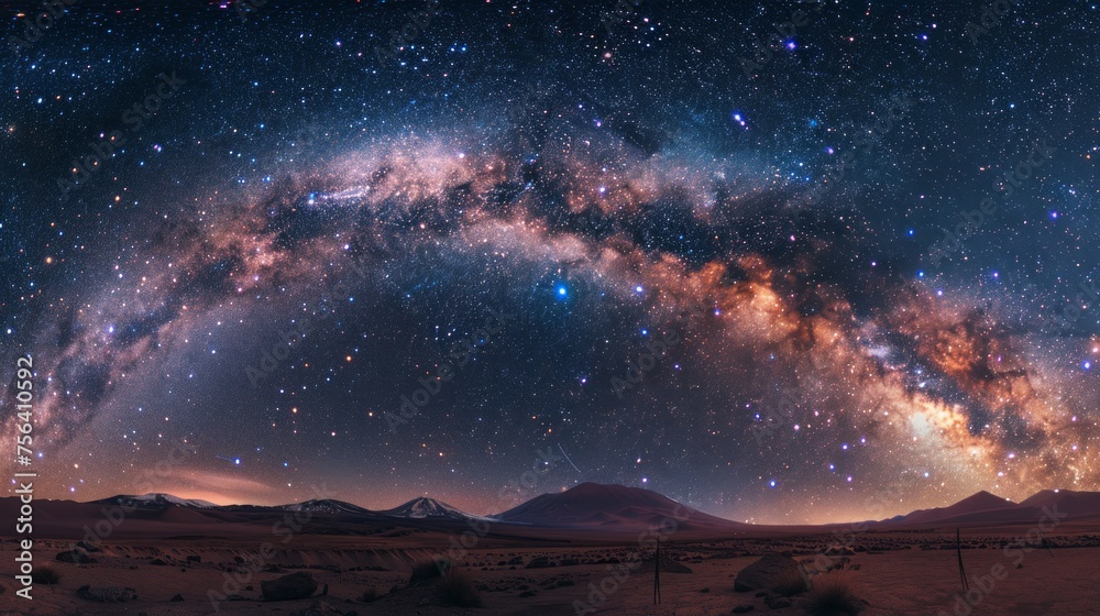 Fototapeta premium Majestic Milky Way and stars over Atacama Desert, clear cosmos view.