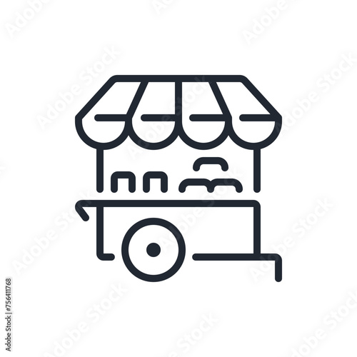 Farmer's market stall editable stroke outline icon isolated on white background flat vector illustration. Pixel perfect. 64 x 64.
