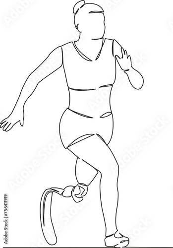 disabled athlete woman on prosthesis