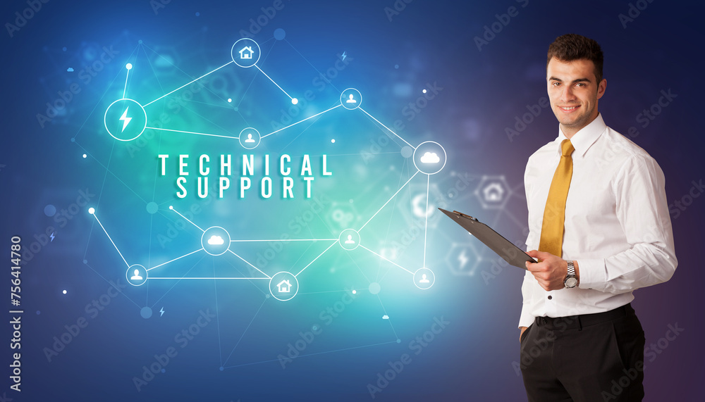Businessman thinking about technology concept concept Businessman thinking about technology concept concept