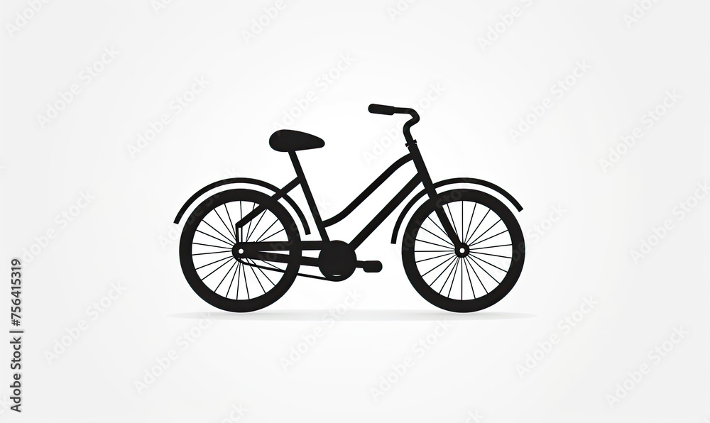 Black and White Bicycle on White Background