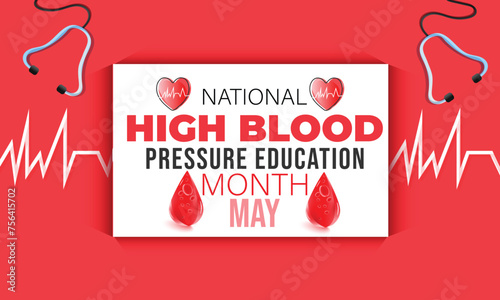 National High Blood pressure education month. background, banner, card, poster, template. Vector illustration.