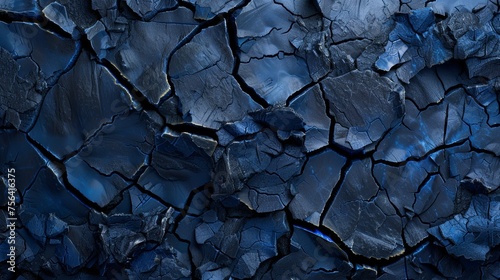 Close Up of Cracked Surface With Blue Paint