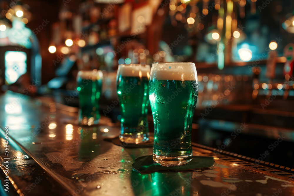 St Patrick's day green beer on a bar