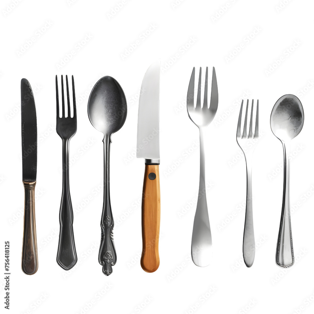 cutlery set mockup, blank, isolated on white or transparent background cutlery set mockup, blank, isolated on white or transparent background