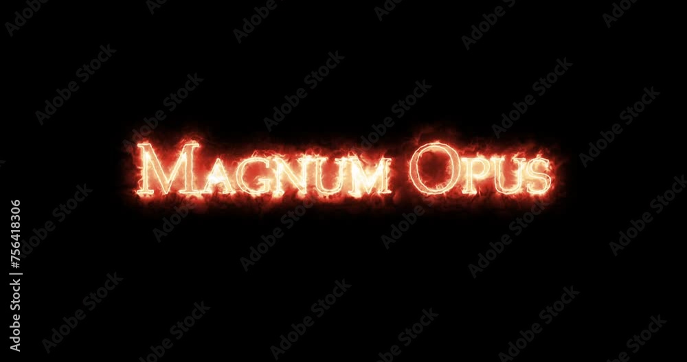Magnum Opus written with fire. Loop Magnum Opus written with fire. Loop