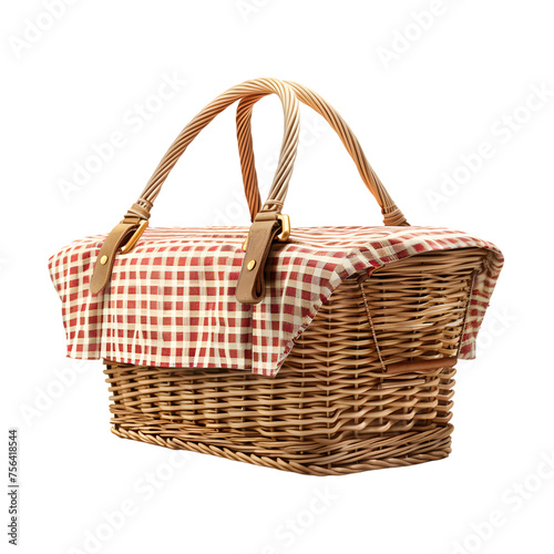 picnic basket mockup, blank, isolated on white or transparent background 