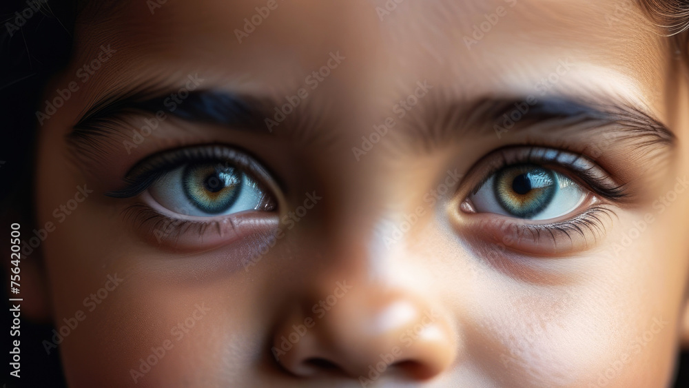 Sad hispanic child portrait close up. Eyes of Little latin american kid Sad hispanic child portrait close up. Eyes of Little latin american kid