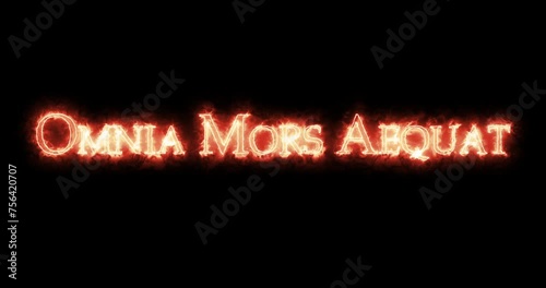 Omnia Mors Aequat written with fire. Loop photo