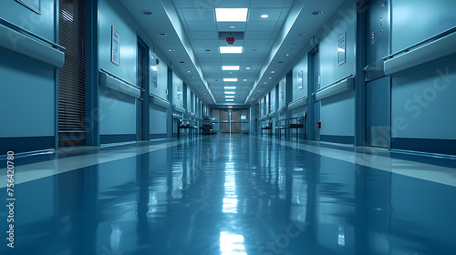 Empty Modern Hospital Corridor