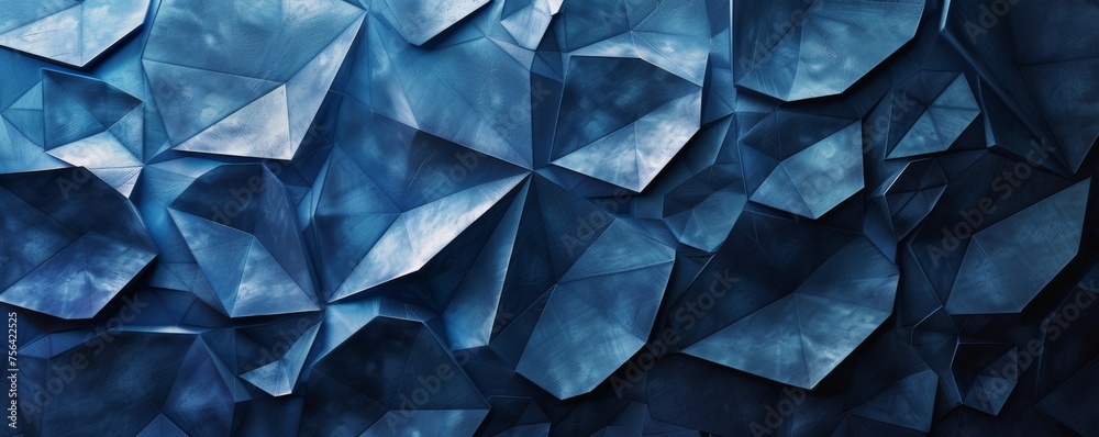 Blue Abstract Background With Triangular Shapes - obrazy, fototapety, plakaty 