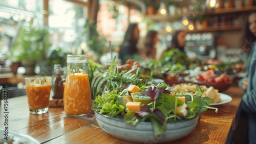 Salad bowl on a restaurant table