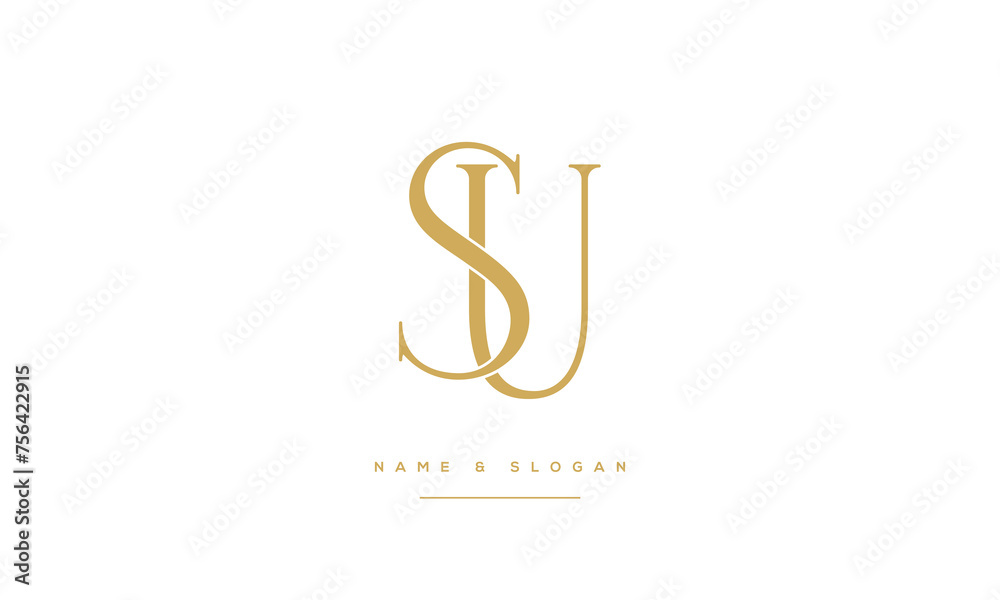 Fototapeta premium Alphabets SU, US Initials Letters Logo Monogram 